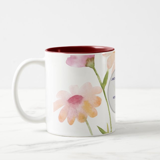 watercolor flower editable Two-Tone coffee mug (Left)