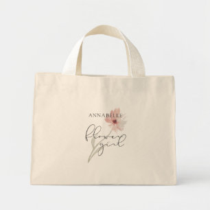 Watercolor Flower Flower Girl Personalized Mini Tote Bag
