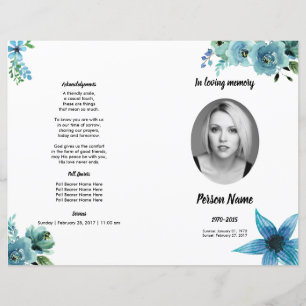 WATERCOLOR FLOWER Funeral Program Template