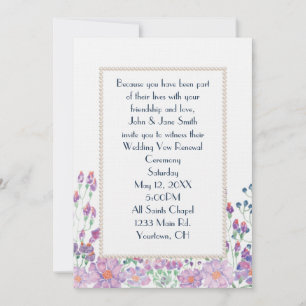 Watercolor Flower Garden With Pearls Invitation