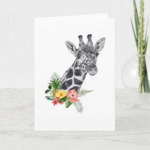 Watercolor Flower giraffe Card