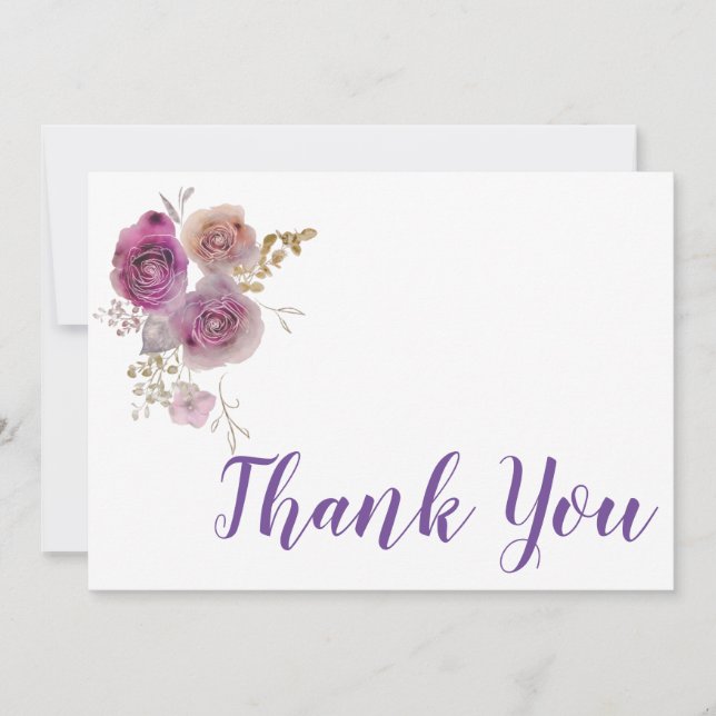 Watercolor flower Grace Thank You Card (Front)