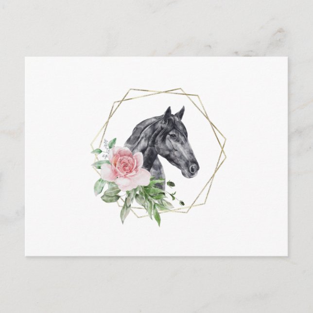 Watercolor Flower Horse Postcard (Front)