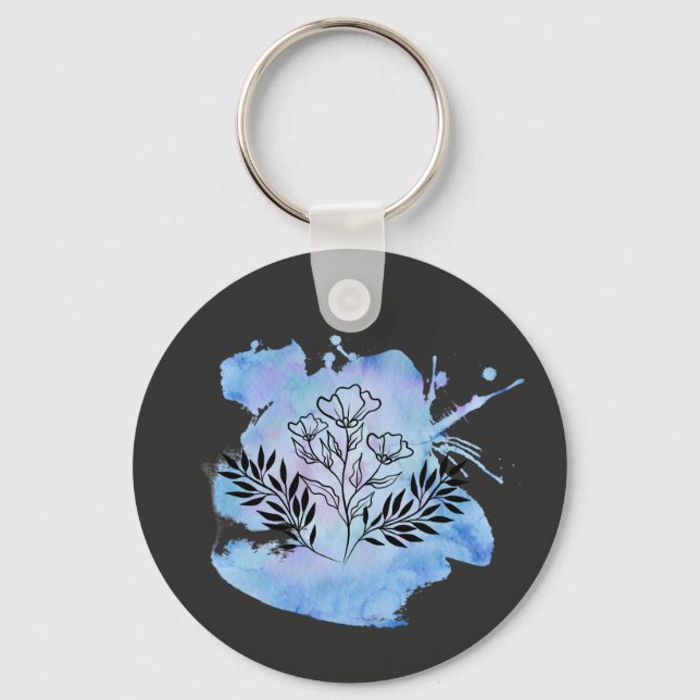 watercolor flower  keychain (Front)