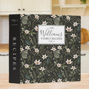 Watercolor Flower Leaves Floral Pattern Recipe Binder