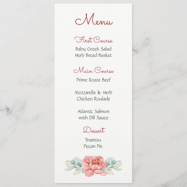 Watercolor Flower Menus (Front)