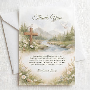 Watercolor Flower Minimalist Baptism Thank You Card