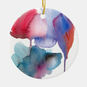 Watercolor flower modern floral art design ceramic ornament