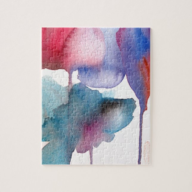 Watercolor flower modern floral art design jigsaw puzzle (Vertical)