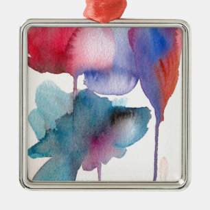 Watercolor flower modern floral art design metal ornament