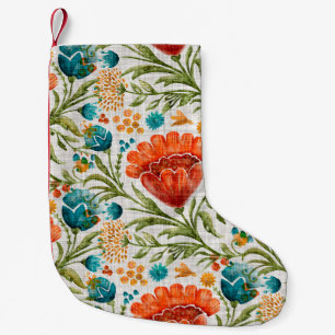 Watercolor flower motif background. Hand painted e Small Christmas Stocking