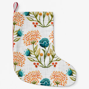 Watercolor flower motif background. Hand painted e Small Christmas Stocking
