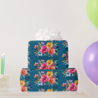 Watercolor Flower Pattern | Modern Bright Floral Wrapping Paper