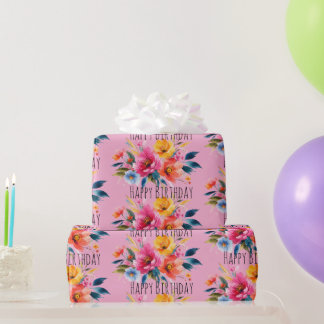 Watercolor Flower Pattern | Modern Bright Floral Wrapping Paper