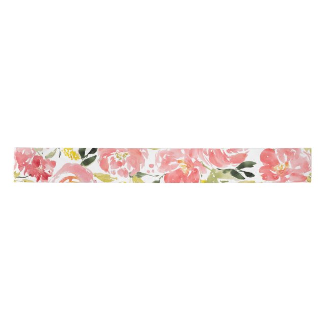 Watercolor flower pattern satin ribbon (Front)