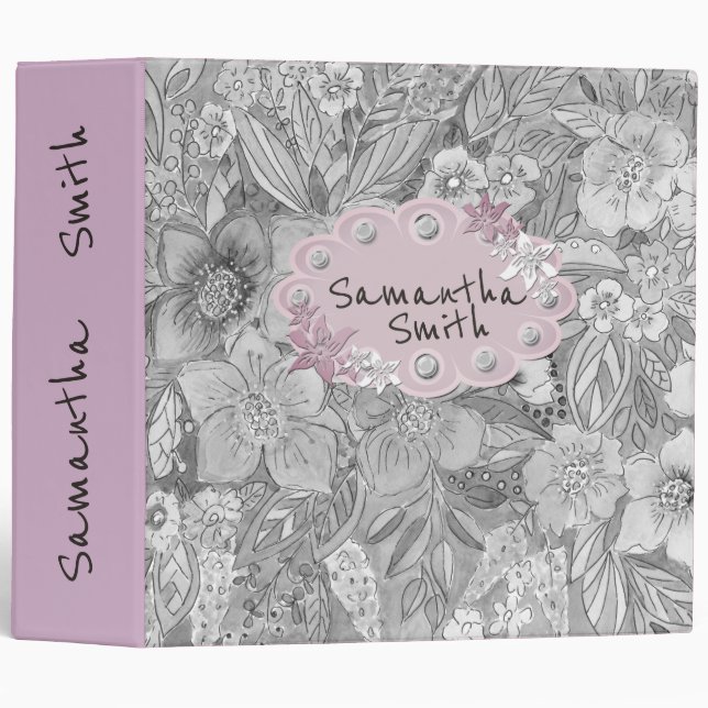 Watercolor, flower pattern, watercolor, bells binder (Front/Spine)