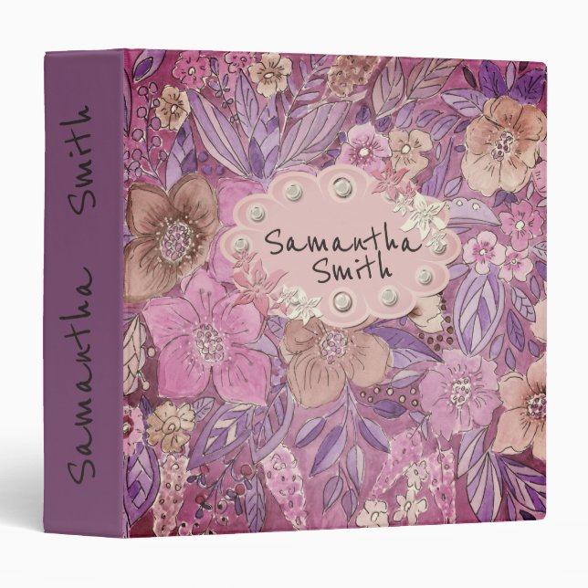 Watercolor, flower pattern, watercolor, bells binder (Front/Spine)