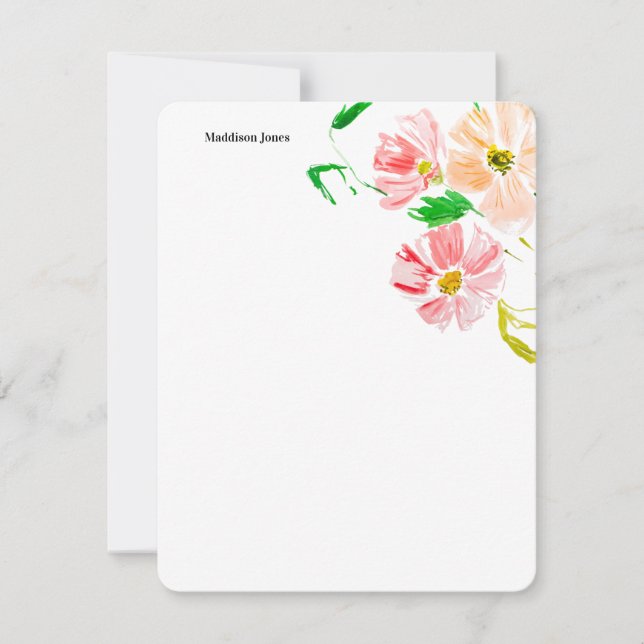 Watercolor flower personalized card (Front)