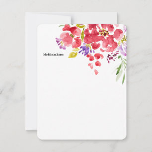 Watercolor flower personalized note card