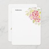 Watercolor flower personalized note card (Front/Back)
