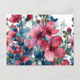 watercolor flower postcard