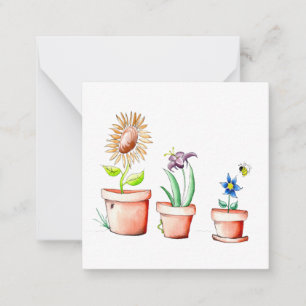 Watercolor Flower Pots Note Cards