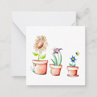 Watercolor Flower Pots Note Cards