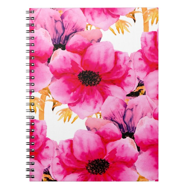 Watercolor flower seamless pattern background,beau notebook (Front)