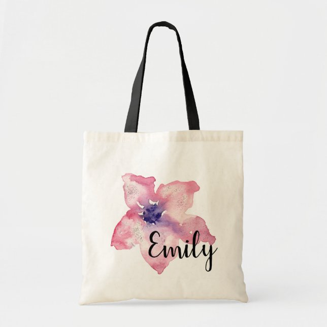 Watercolor Flower Tote Bag (Front)