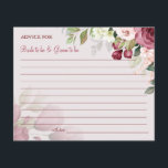 Watercolor Flower Wedding Advice card shower<br><div class="desc">Add your information and for further customization,  click the link "click to customize further".
~ Check collection for matching games,  invitation,  signs,  and more ~</div>