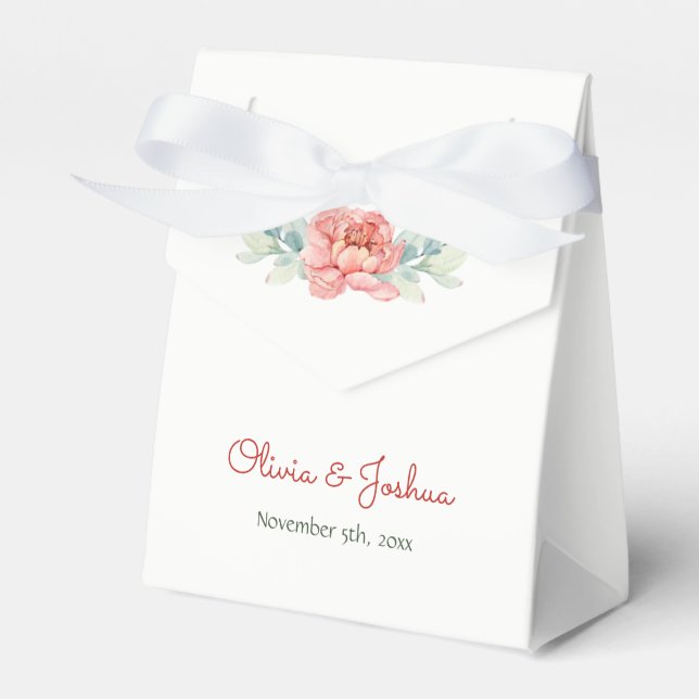 Watercolor Flower Wedding Favour Boxes (Front Side)