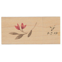 Watercolor Flower Wedding Photo USB Drive