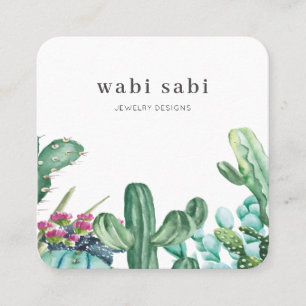 Watercolor Flowering Cactus Social Media Square Bu Business Card