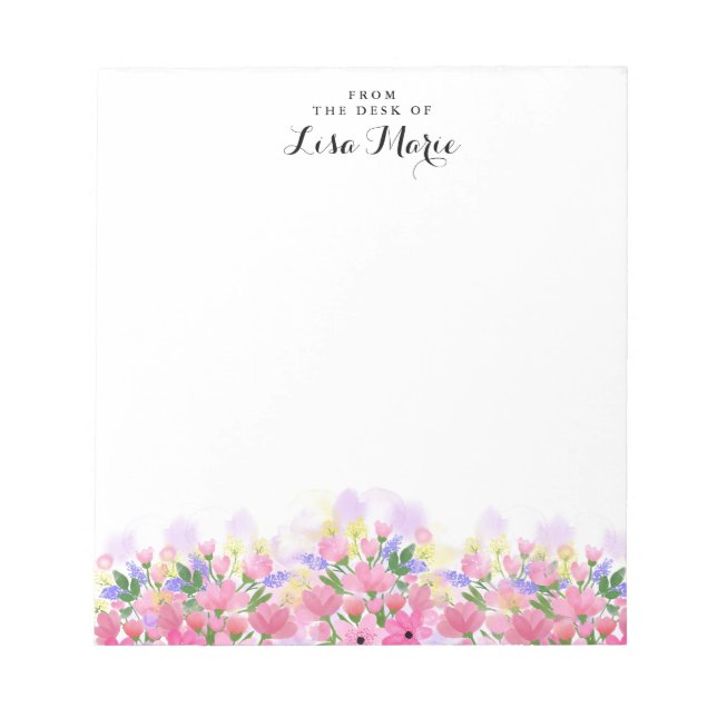 Watercolor Flowers 01A Personalised Notepad (Front)
