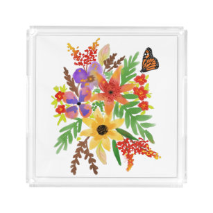 Watercolor Flowers 02 - Acrylic Tray