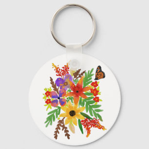 Watercolor Flowers 02  Keychain