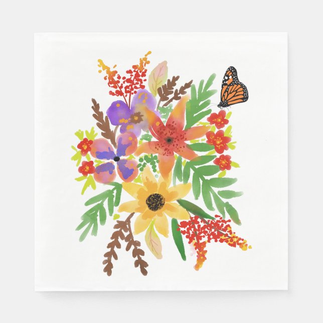 Watercolor Flowers 02  Luncheon Paper Napkins (Front)