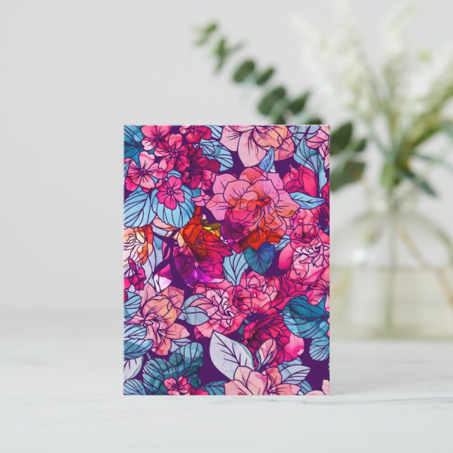Watercolor Flowers 16 Postcard (Standing Front)