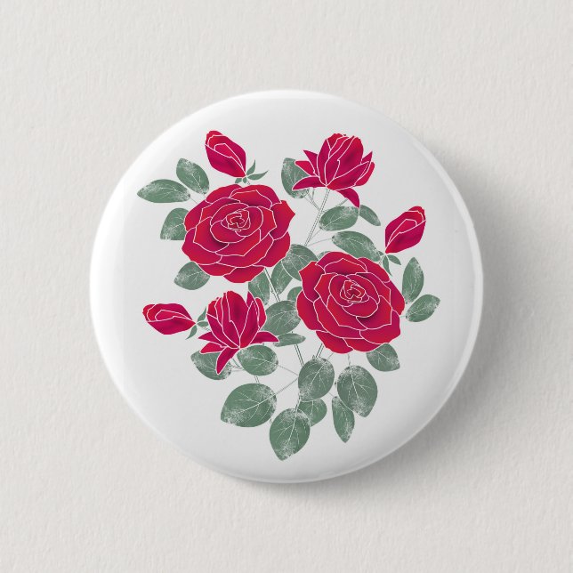 Watercolor, flowers. 2 inch round button (Front)