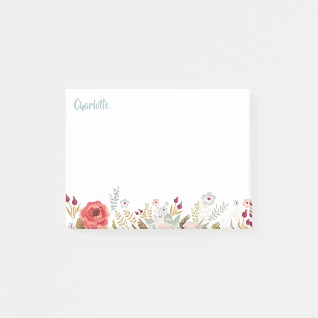 Watercolor Flowers 4 x 3 Post-it Notes (Front)