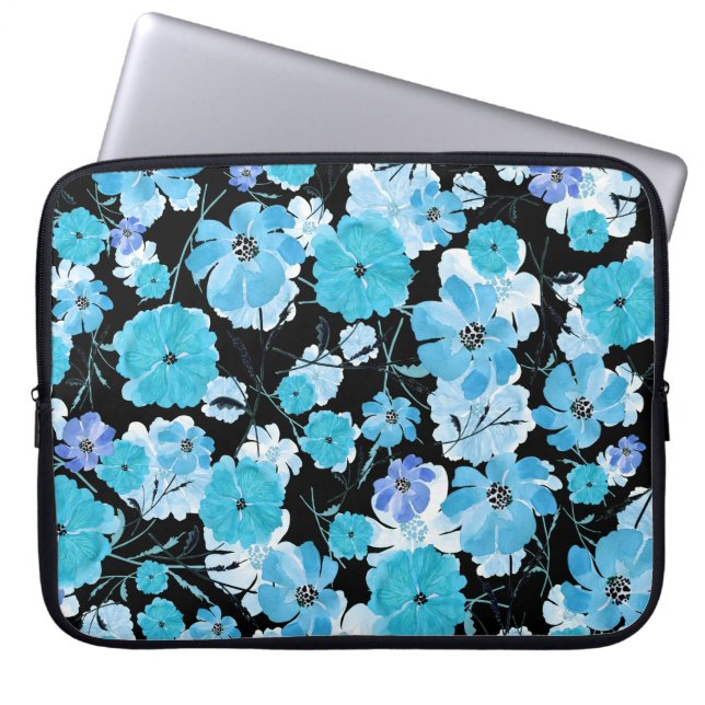 Watercolor Flowers: A Delicate Tapestry Laptop Sleeve (Front)
