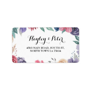 Watercolor Flowers Address Labels Stickers Wedding
