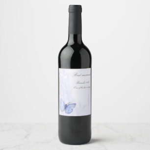Watercolor Flowers and butterfly Wine Label