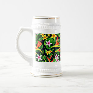 Watercolor Flowers And Fruit Floral Pattern-23768 Beer Stein