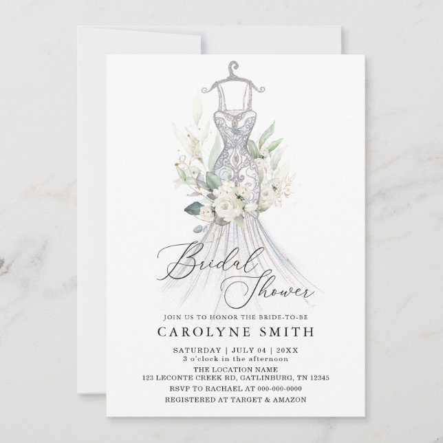 Watercolor Flowers and Greenery Bridal Shower Invitation (Front)