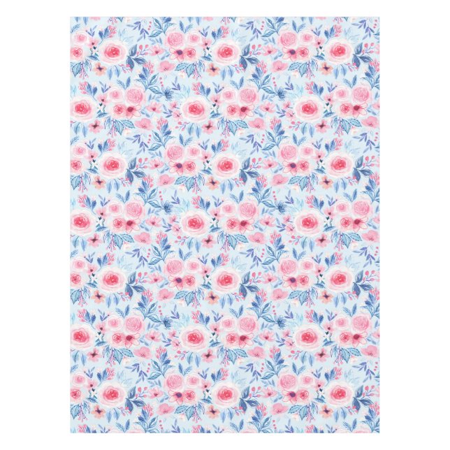 Watercolor flowers and leaves 2 tablecloth (Front)