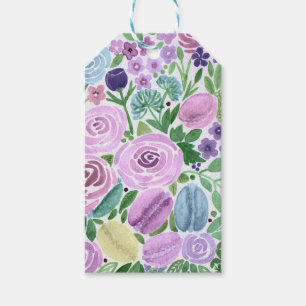 Watercolor, flowers and macaroons gift tags