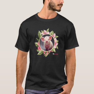 Watercolor flowers and pig wearing sunglasses Cute T-Shirt