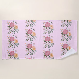 Watercolor flowers beach towel