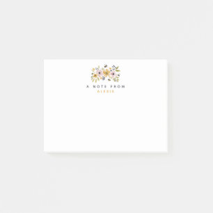 Watercolor Flowers & Bees Personalized Post-it Notes
